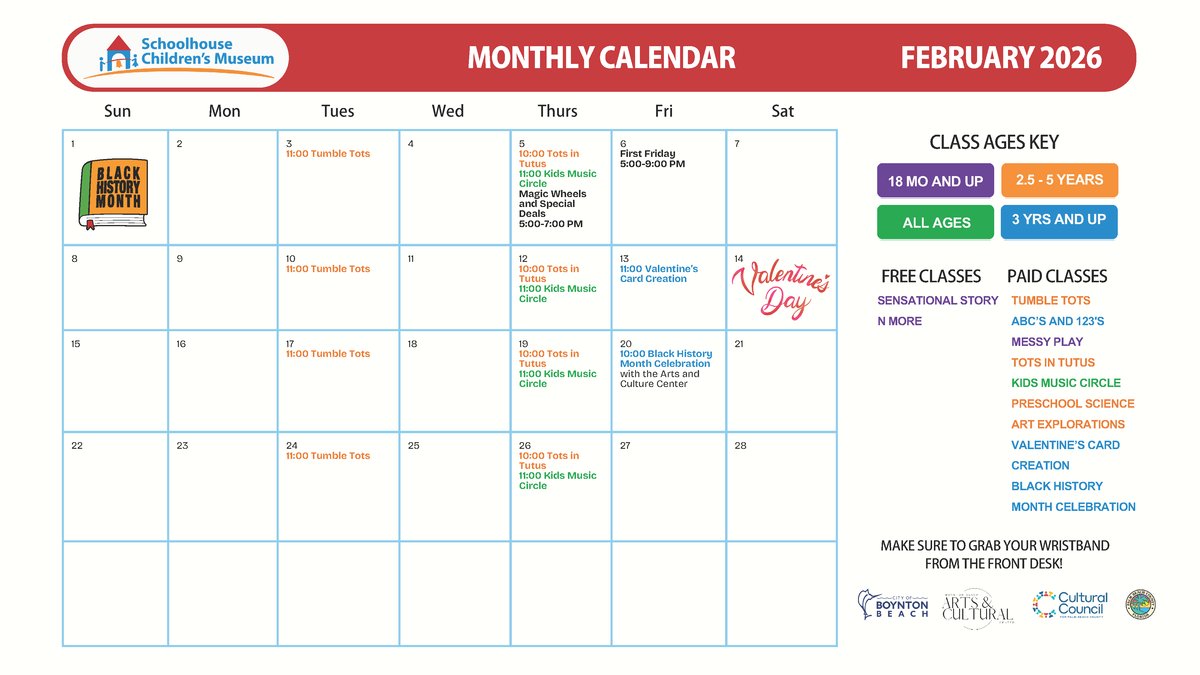 Weekly Classes Calendar